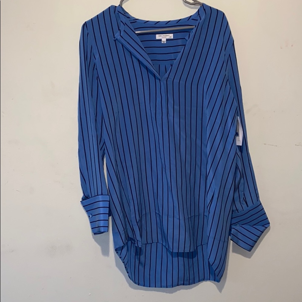 Blue and black striped dress